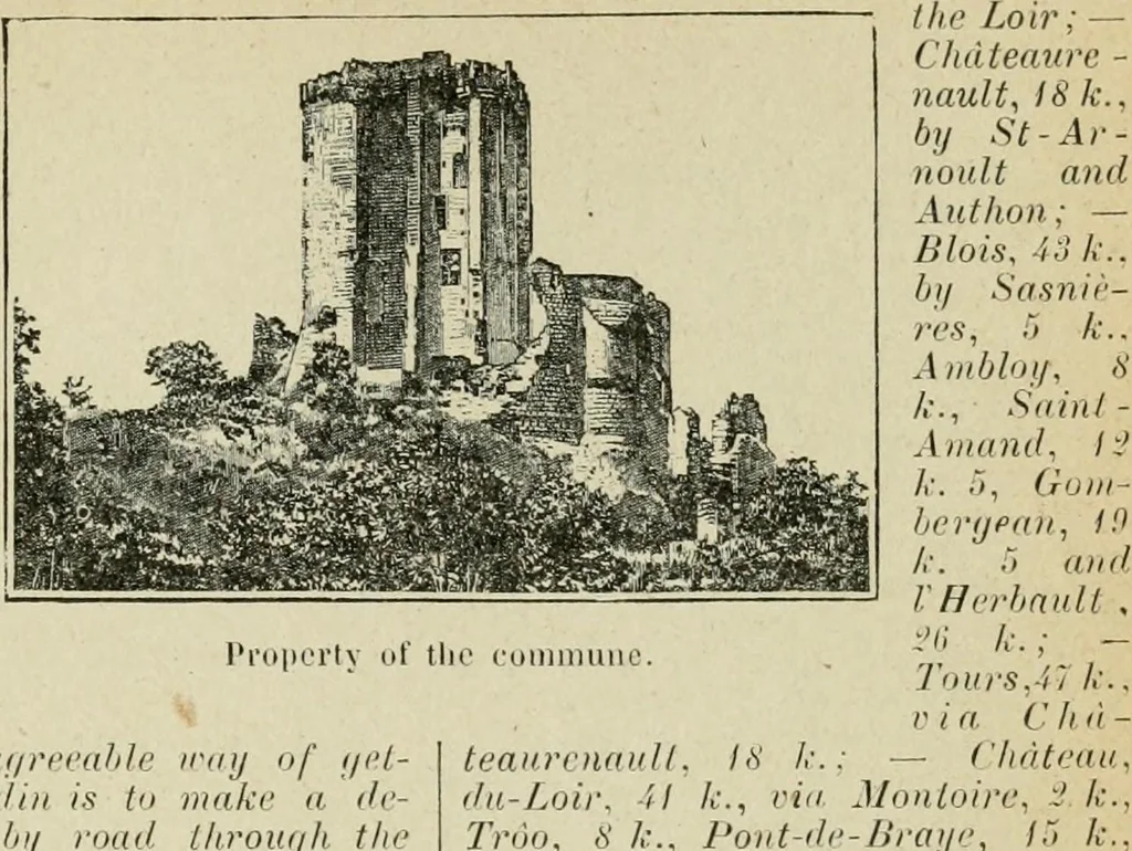 An illustration from The chateaux of the Loire : how to visit them rapidly and economically by railway, motor car or bicycle, 1909, leaf 136