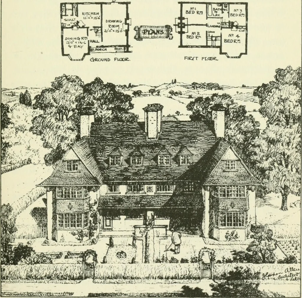 An illustration from The cheap cottage and small house : a manual of economical building, 1913, leaf 102