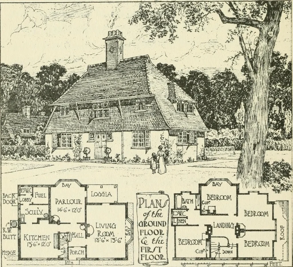 An illustration from The cheap cottage and small house : a manual of economical building, 1913, leaf 111