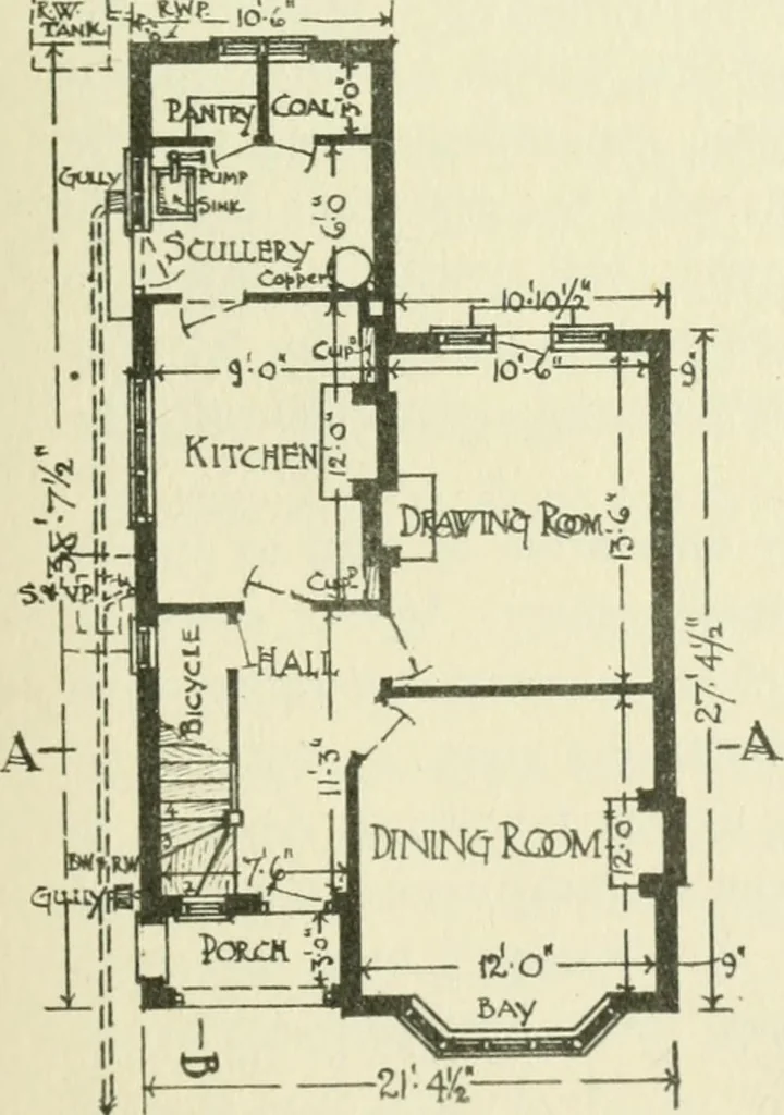 An illustration from The cheap cottage and small house : a manual of economical building, 1913, leaf 112