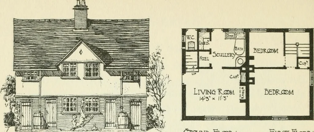 An illustration from The cheap cottage and small house : a manual of economical building, 1913, leaf 129