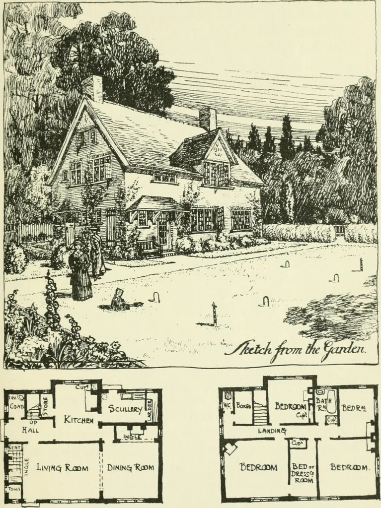 An illustration from The cheap cottage and small house : a manual of economical building, 1913, leaf 92