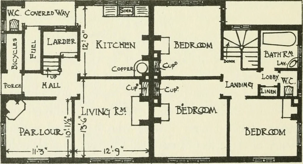 An illustration from The cheap cottage and small house : a manual of economical building, 1913, leaf 99