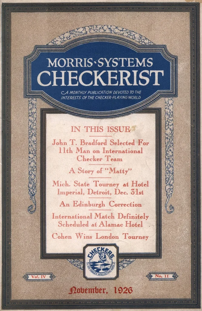 An illustration from The Morris Systems Checkerist (November, 1926), 1926, leaf 0