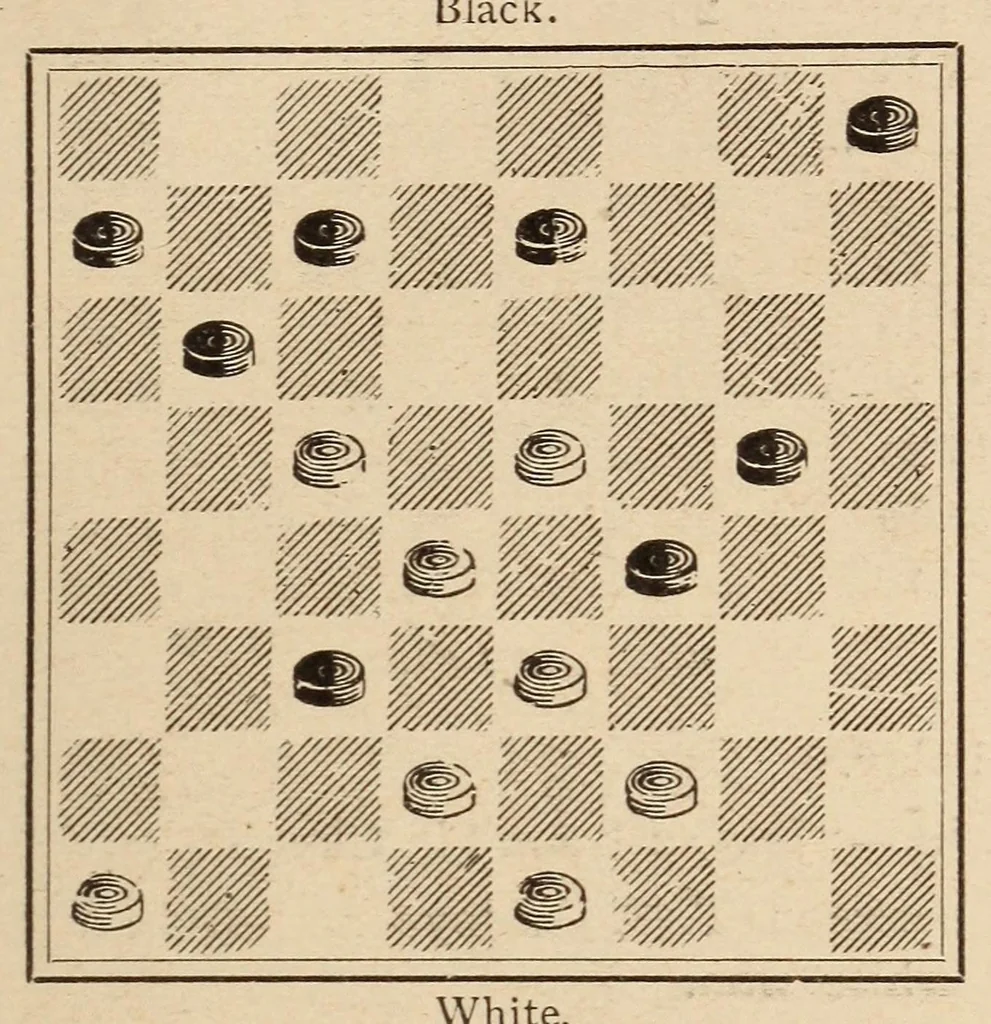 An illustration from Checkers. Stearns' book of portraits of prominent players of the world, 1900, leaf 133