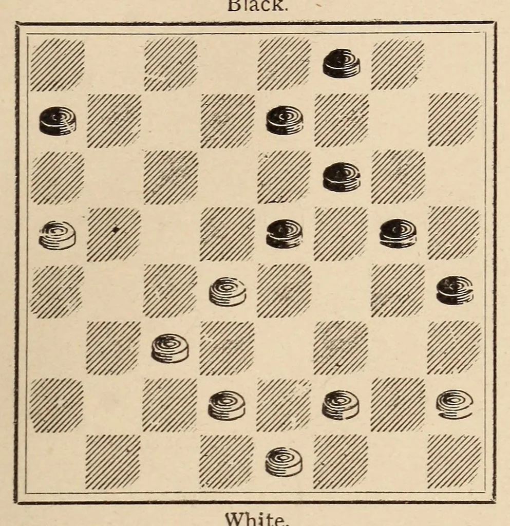 An illustration from Checkers. Stearns' book of portraits of prominent players of the world, 1900, leaf 203