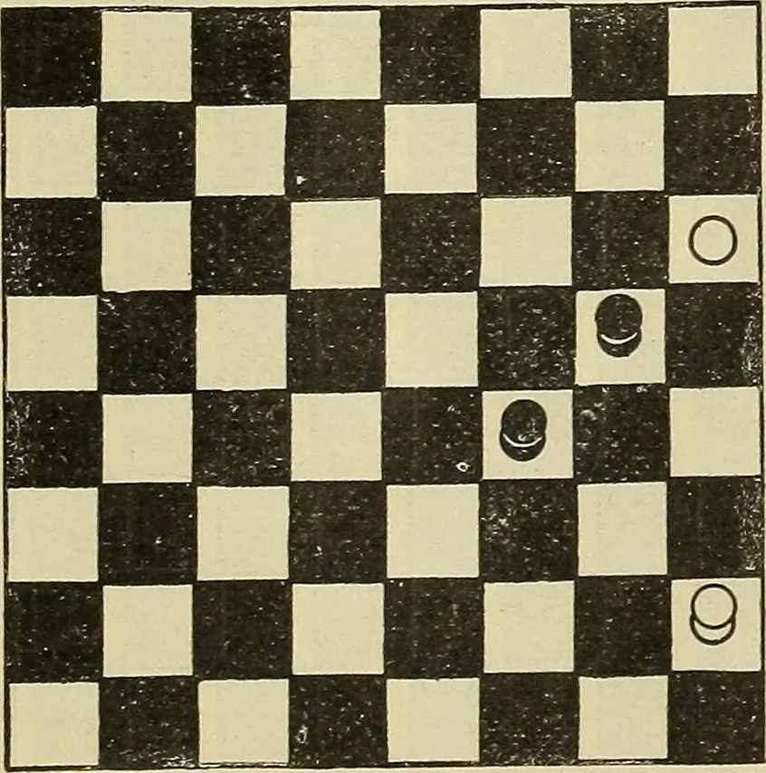 An illustration from Checkers; a treatise on the game, 1896, leaf 32