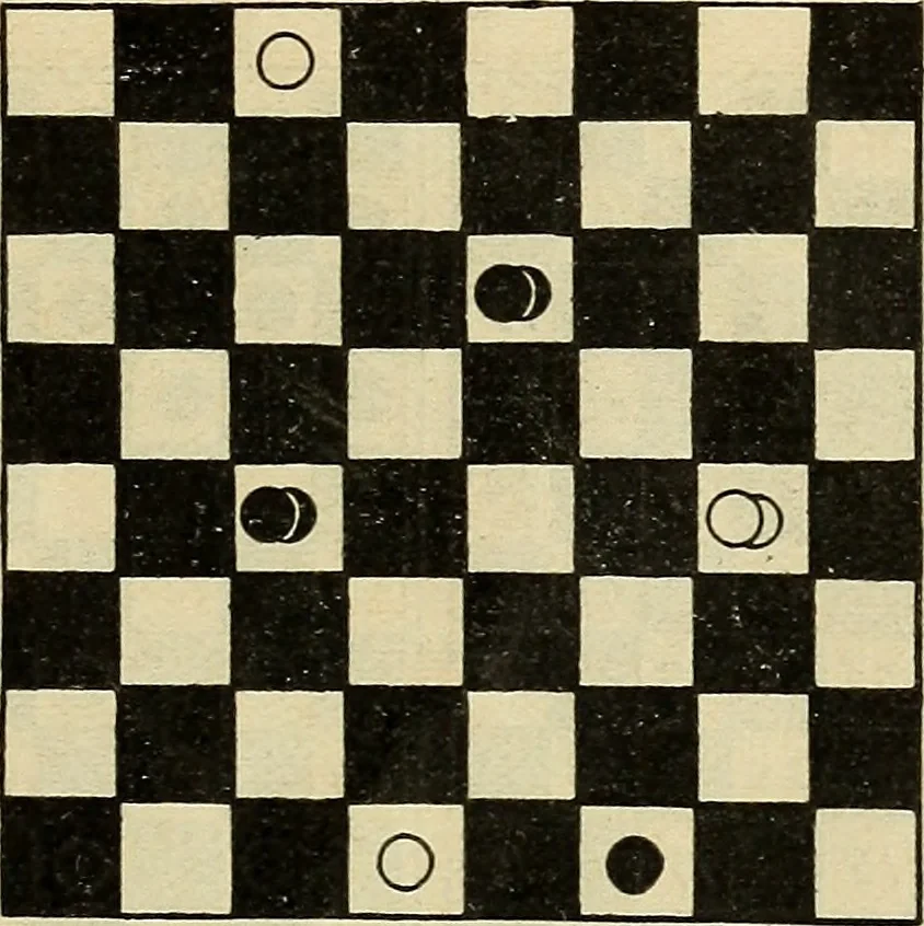 An illustration from Checkers; a treatise on the game, 1896, leaf 36