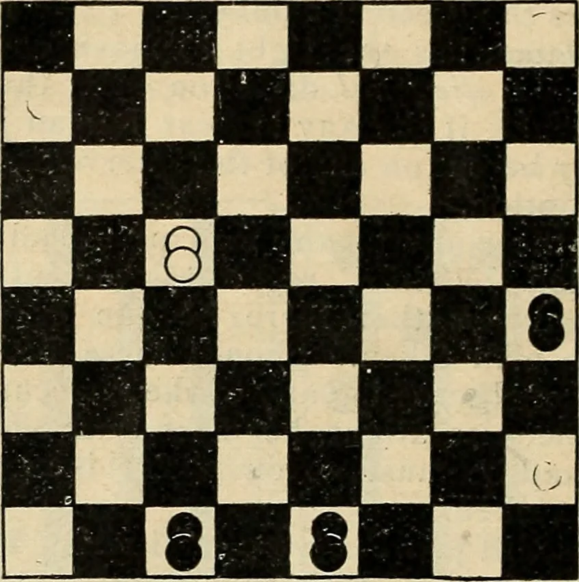 An illustration from Checkers; a treatise on the game, 1896, leaf 47