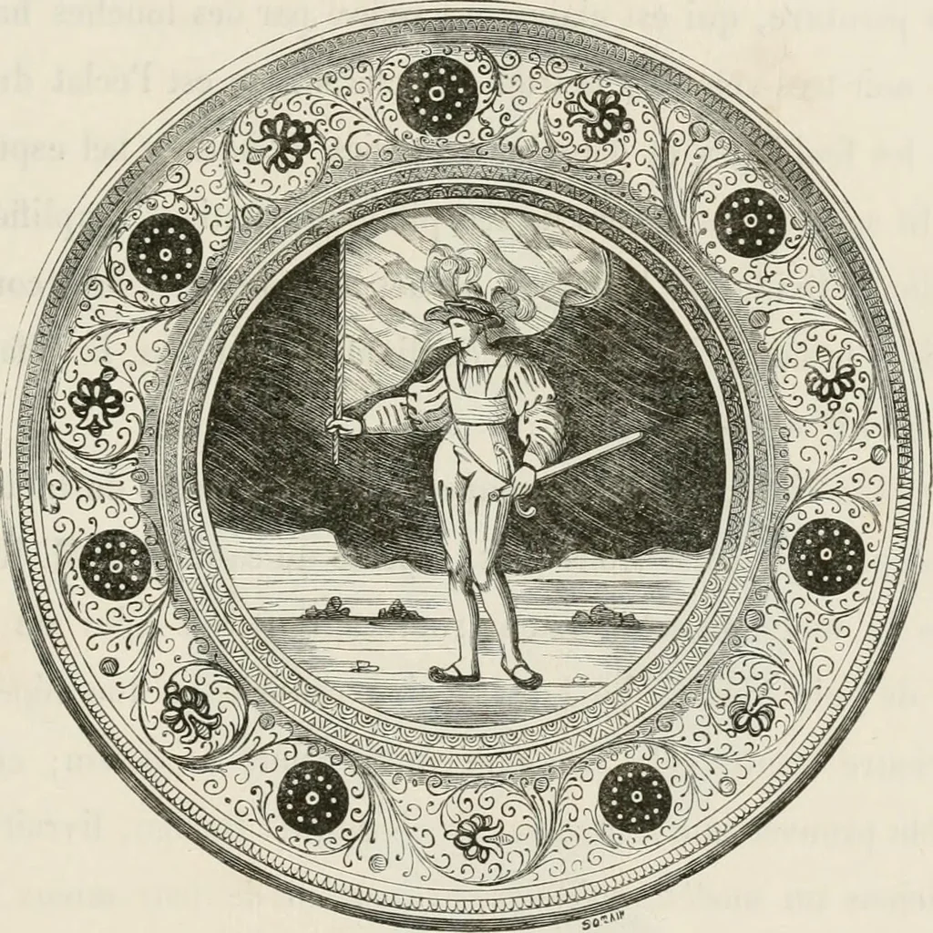 An illustration from Chefs-d'oeuvre des arts industriels; céramique -verrerie et vitraux-émaux-métaux-orfévrerie et bijouterie-tapisserie; deux cents gravures sur bois, 1866, leaf 102