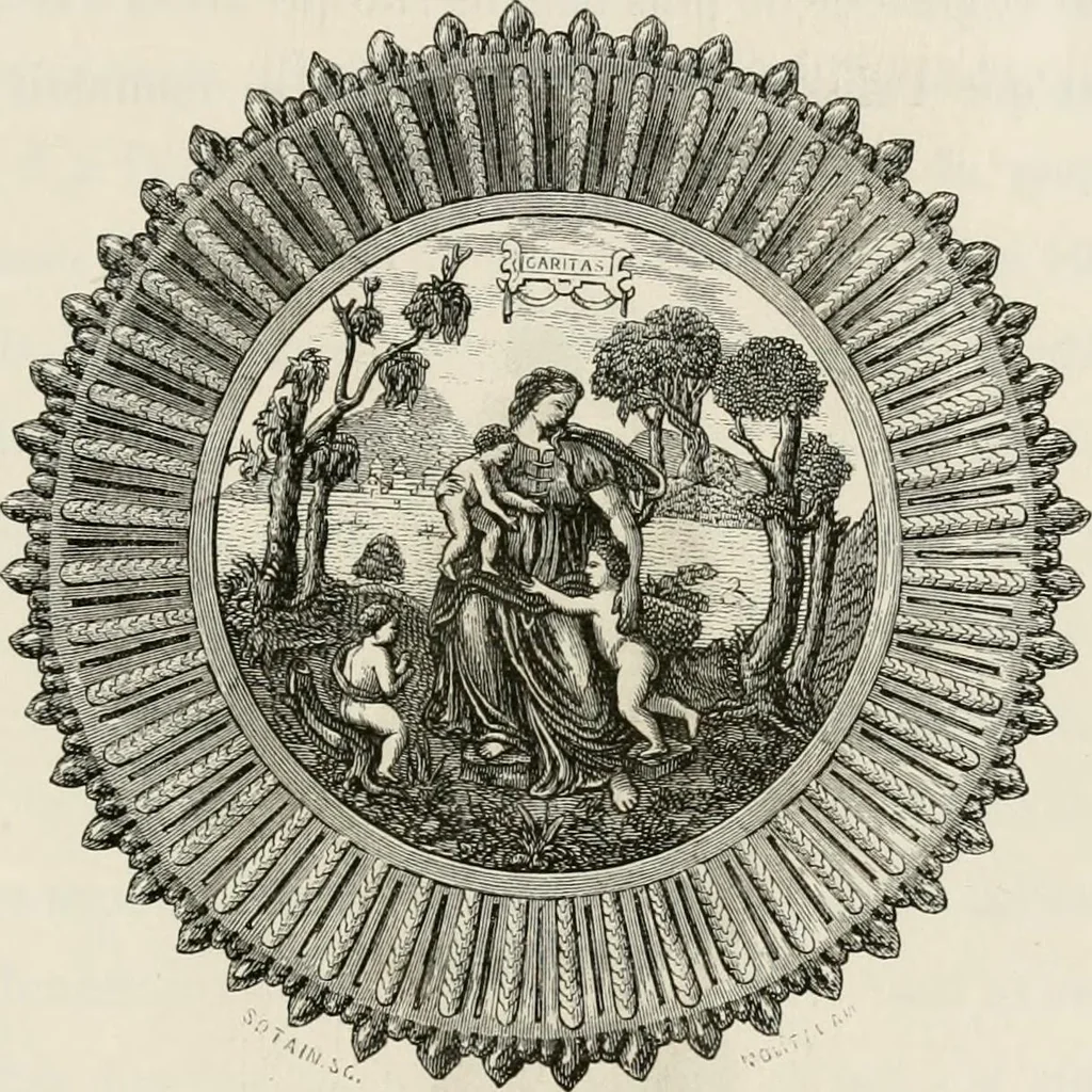 An illustration from Chefs-d'oeuvre des arts industriels; céramique -verrerie et vitraux-émaux-métaux-orfévrerie et bijouterie-tapisserie; deux cents gravures sur bois, 1866, leaf 150