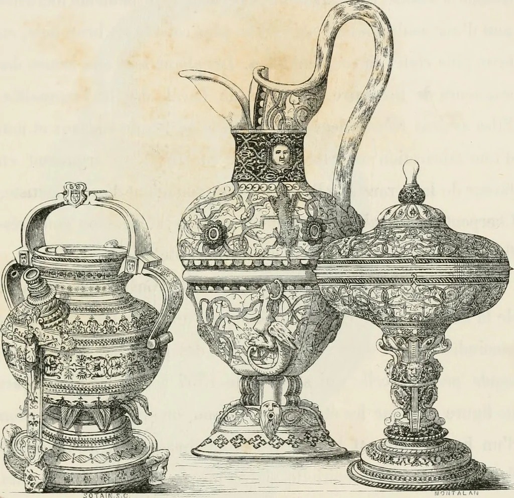 An illustration from Chefs-d'oeuvre des arts industriels; céramique -verrerie et vitraux-émaux-métaux-orfévrerie et bijouterie-tapisserie; deux cents gravures sur bois, 1866, leaf 70