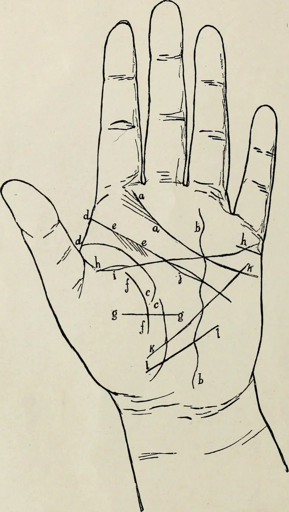 An illustration from Cheiro's language of the hand : complete practical work on the sciences of cheirognomy and cheiromancy, containing the system, rules, and experience of Cheiro [pseud.] fifty-five full-page illustrations, and over two hundred engravings of lines, mounts, and marks, 1900, leaf 139