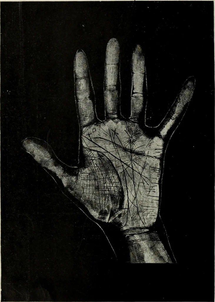 An illustration from Cheiro's language of the hand : complete practical work on the sciences of cheirognomy and cheiromancy, containing the system, rules, and experience of Cheiro [pseud.] fifty-five full-page illustrations, and over two hundred engravings of lines, mounts, and marks, 1900, leaf 233