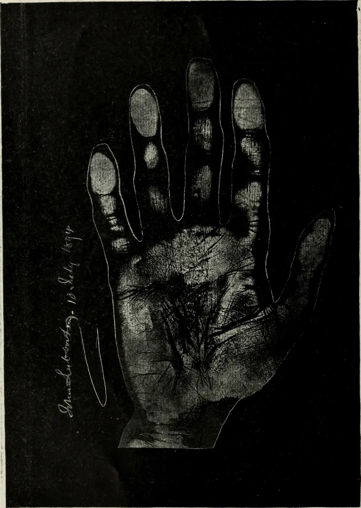 An illustration from Cheiro's language of the hand : complete practical work on the sciences of cheirognomy and cheiromancy, containing the system, rules, and experience of Cheiro [pseud.] fifty-five full-page illustrations, and over two hundred engravings of lines, mounts, and marks, 1900, leaf 245