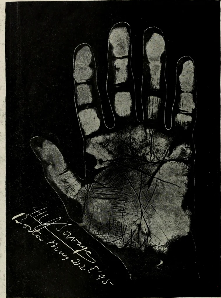 An illustration from Cheiro's language of the hand : complete practical work on the sciences of cheirognomy and cheiromancy, containing the system, rules, and experience of Cheiro [pseud.] fifty-five full-page illustrations, and over two hundred engravings of lines, mounts, and marks, 1900, leaf 259