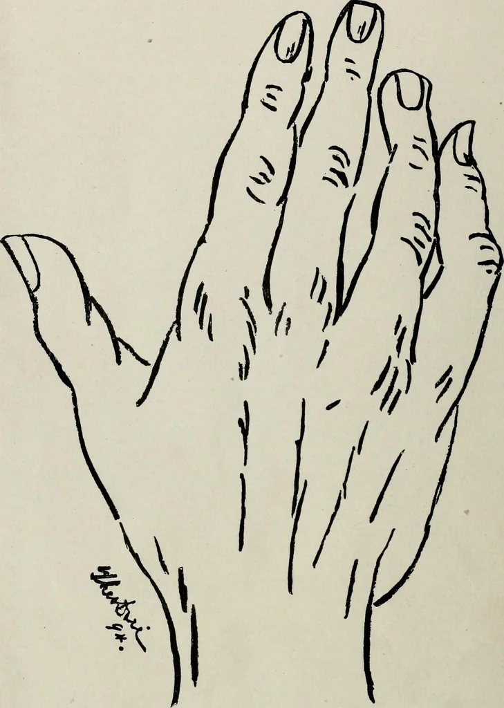 An illustration from Cheiro's language of the hand : complete practical work on the sciences of cheirognomy and cheiromancy, containing the system, rules, and experience of Cheiro [pseud.] fifty-five full-page illustrations, and over two hundred engravings of lines, mounts, and marks, 1900, leaf 75