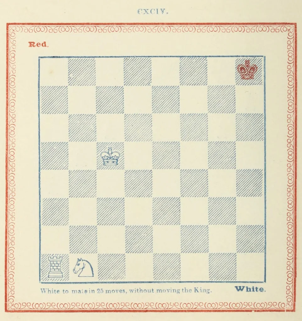 An illustration from The chess Euclid : a collection of two hundred chess problems and end-games, 1849, leaf 116