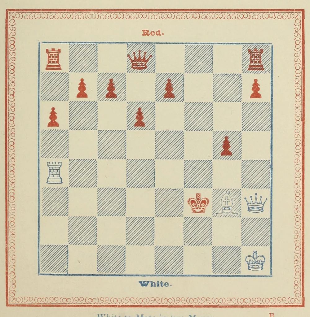 An illustration from The chess Euclid : a collection of two hundred chess problems and end-games, 1849, leaf 19