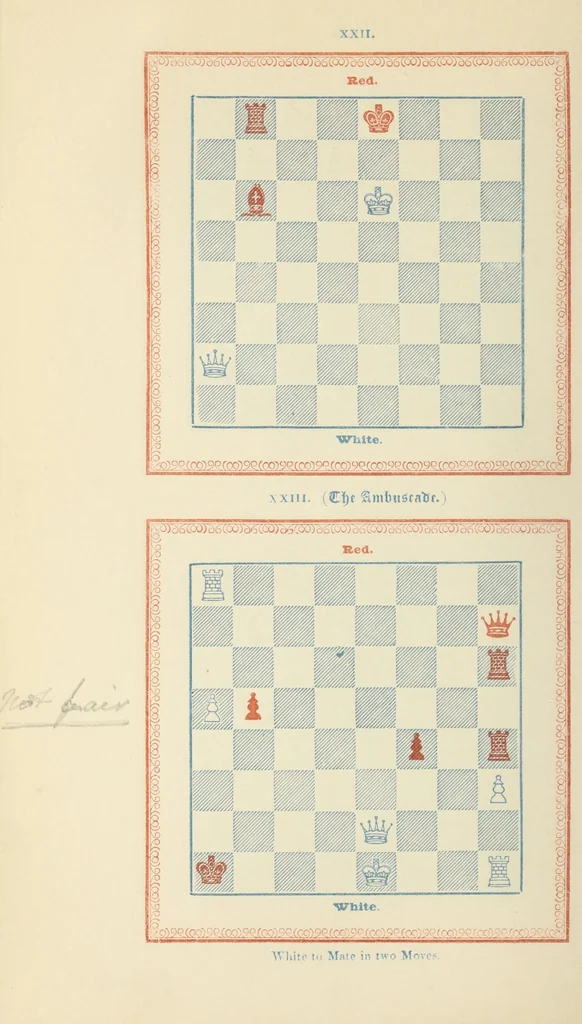 An illustration from The chess Euclid : a collection of two hundred chess problems and end-games, 1849, leaf 30