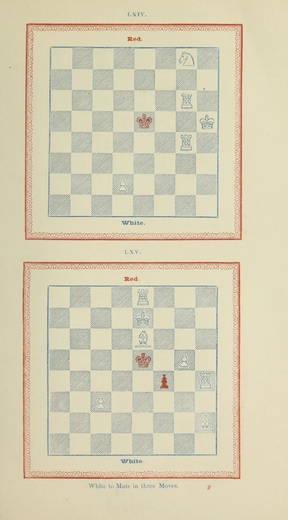 An illustration from The chess Euclid : a collection of two hundred chess problems and end-games, 1849, leaf 51
