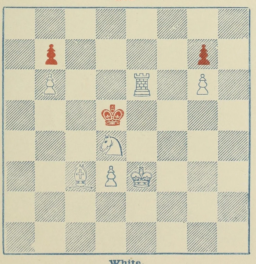 An illustration from The chess Euclid : a collection of two hundred chess problems and end-games, 1849, leaf 59