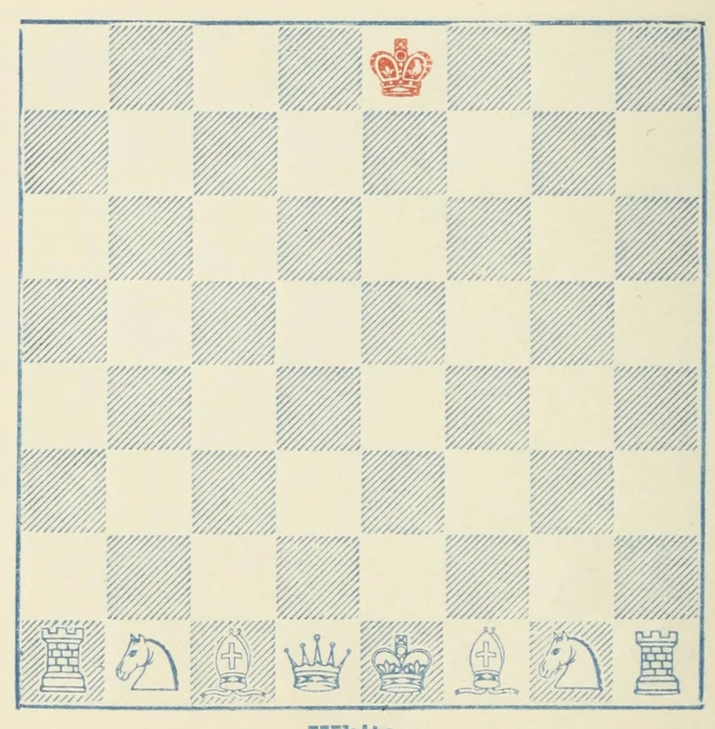 An illustration from The chess Euclid : a collection of two hundred chess problems and end-games, 1849, leaf 98