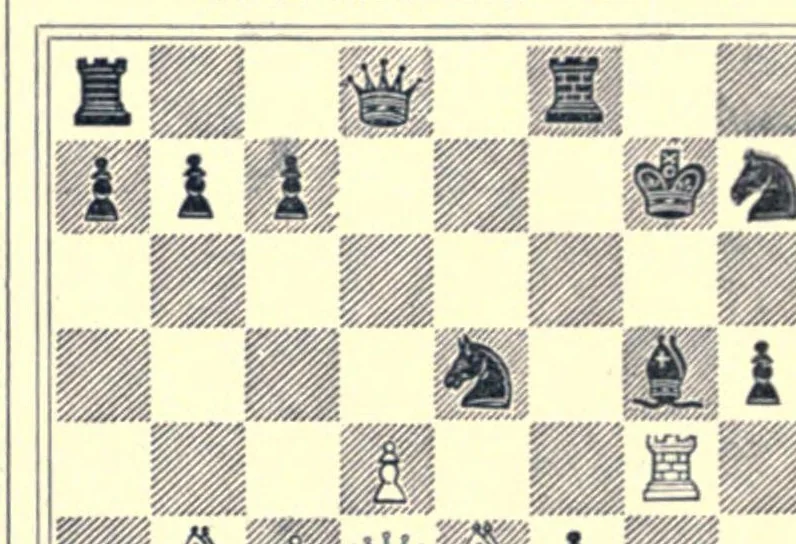 An illustration from Chess sparks; or, Short and bright games of chess, 1895, leaf 146