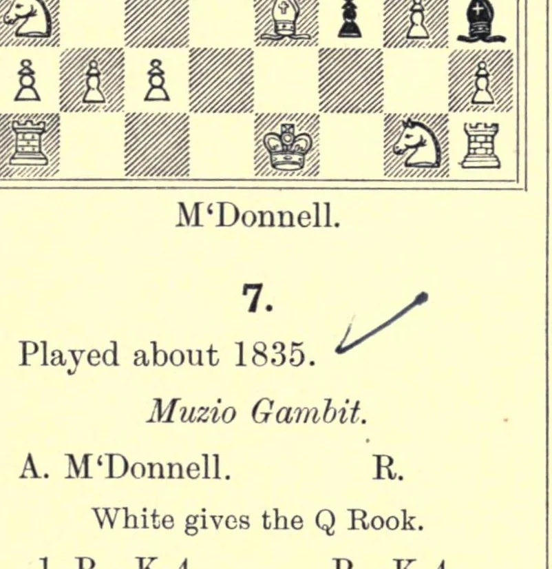 An illustration from Chess sparks; or, Short and bright games of chess, 1895, leaf 15