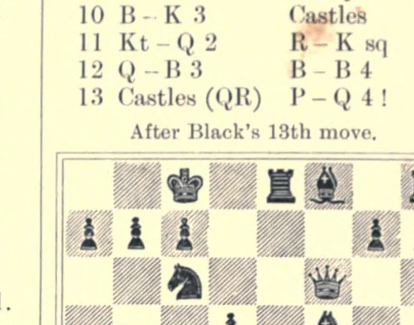 An illustration from Chess sparks; or, Short and bright games of chess, 1895, leaf 28