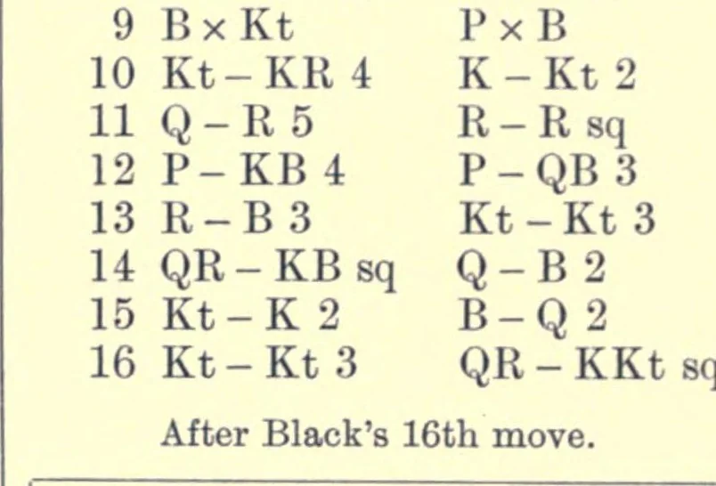 An illustration from Chess sparks; or, Short and bright games of chess, 1895, leaf 94