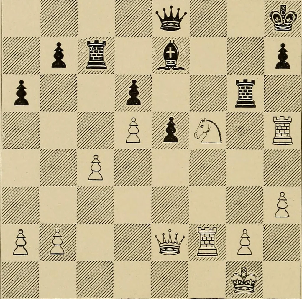 An illustration from Chess strategics illustrated;, 1900, leaf 173