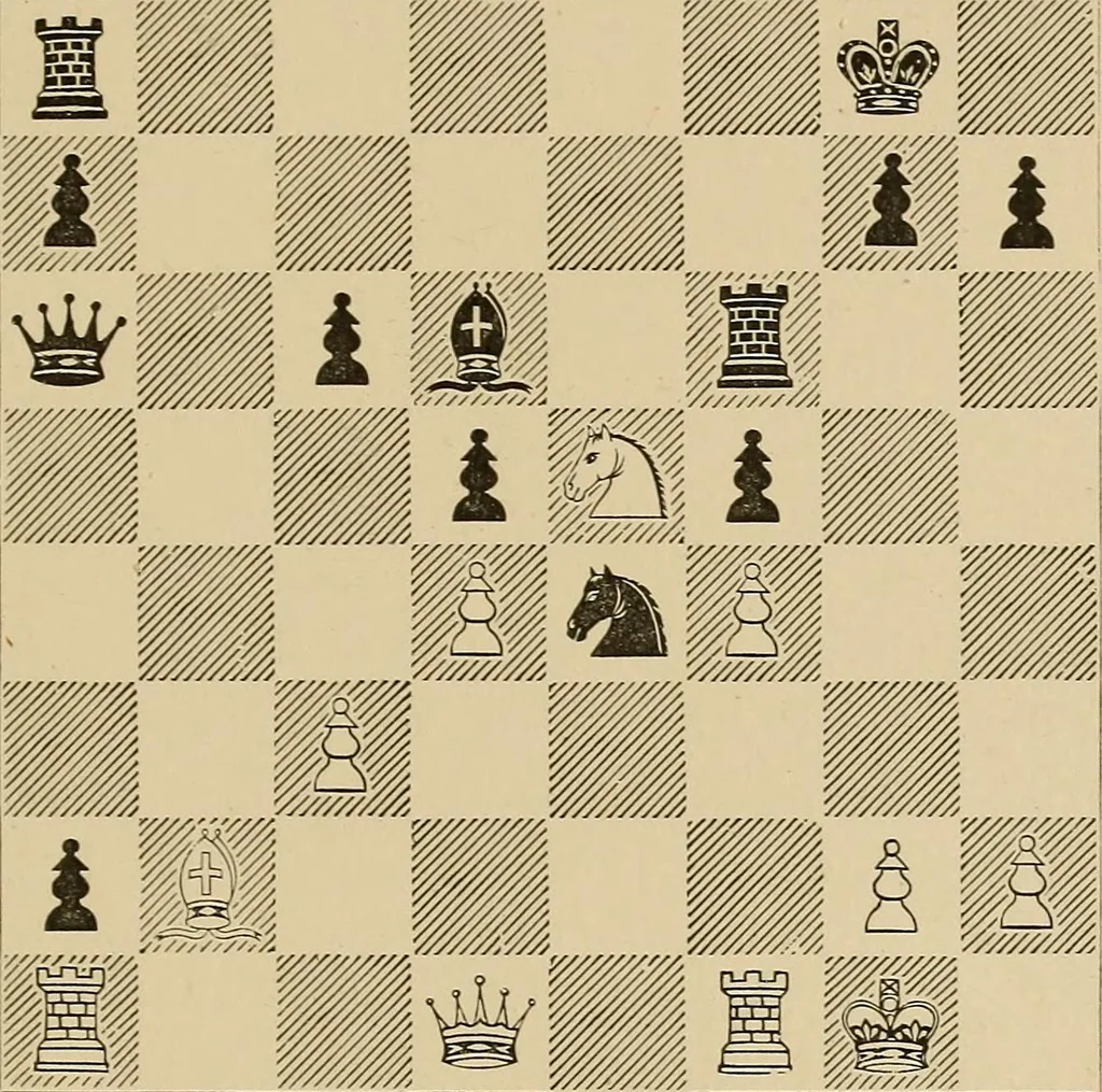 An illustration from Chess strategics illustrated;, 1900, leaf 244