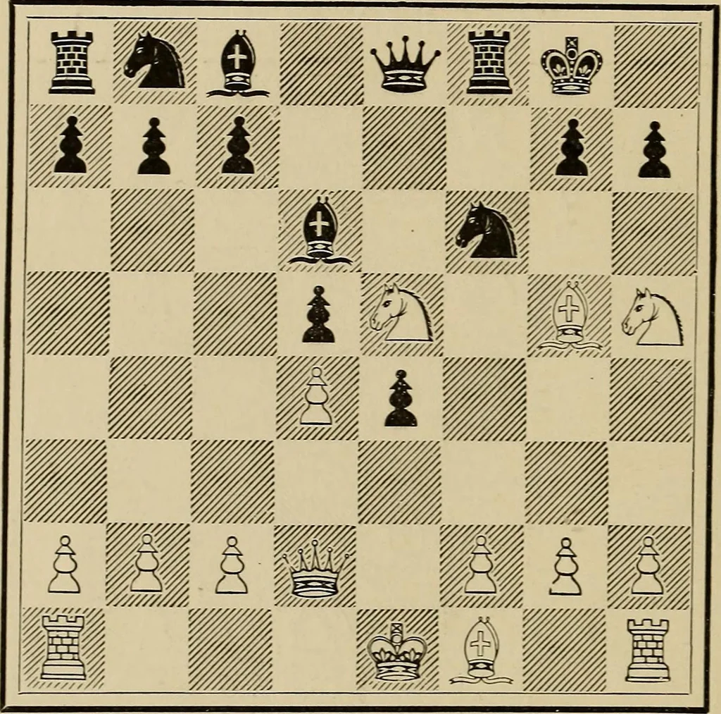 An illustration from Chess strategics illustrated;, 1900, leaf 77