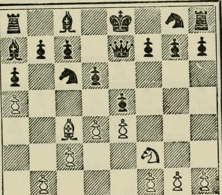 An illustration from Chess strategy, 1921, leaf 136