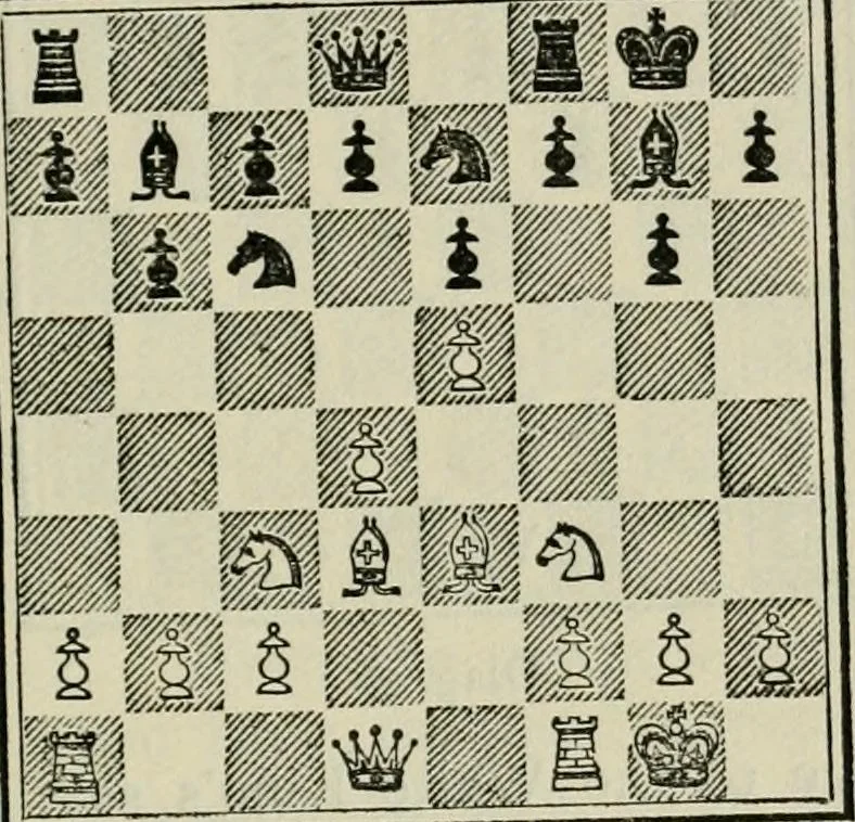 An illustration from Chess strategy, 1921, leaf 138