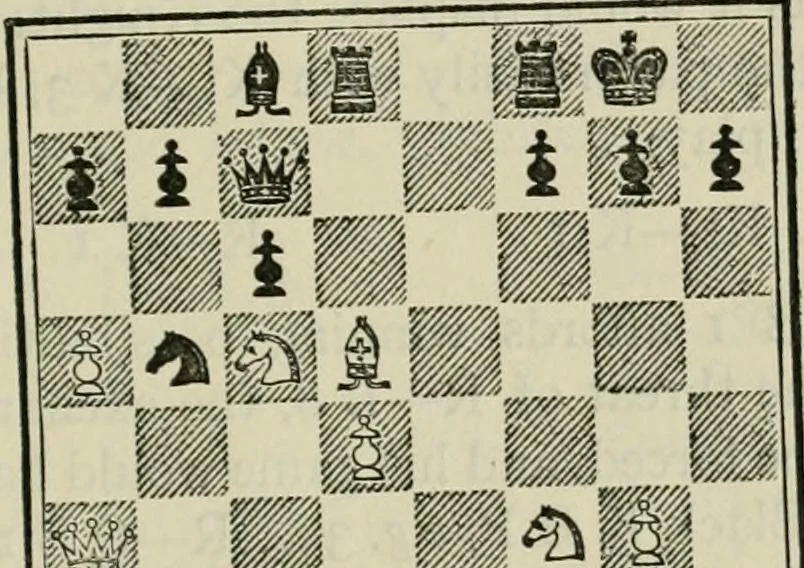 An illustration from Chess strategy, 1921, leaf 156