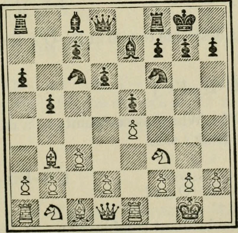 An illustration from Chess strategy, 1921, leaf 186