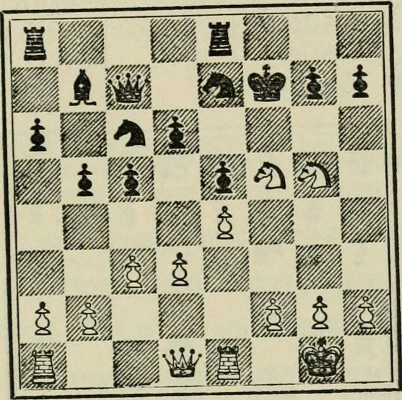 An illustration from Chess strategy, 1921, leaf 188