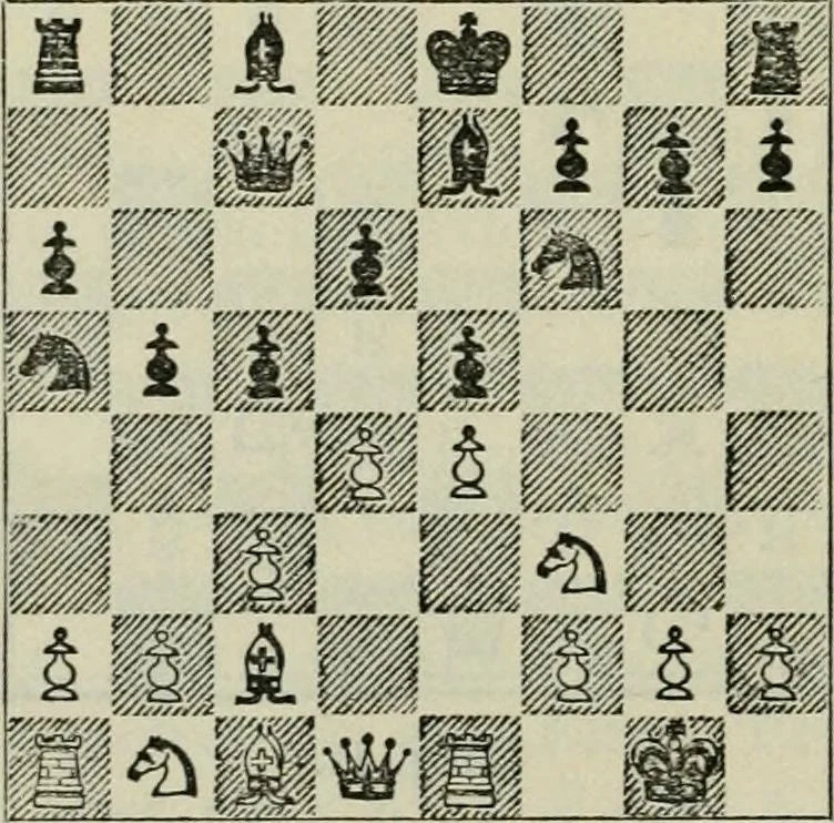 An illustration from Chess strategy, 1921, leaf 57