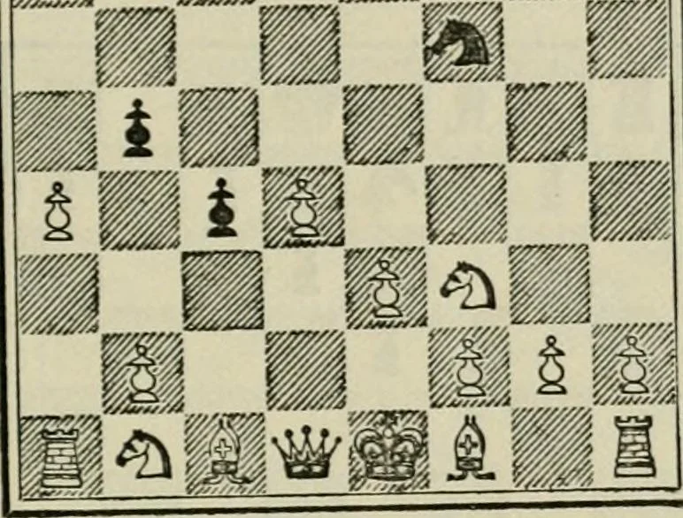 An illustration from Chess strategy, 1921, leaf 74