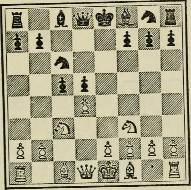 An illustration from Chess strategy, 1921, leaf 76