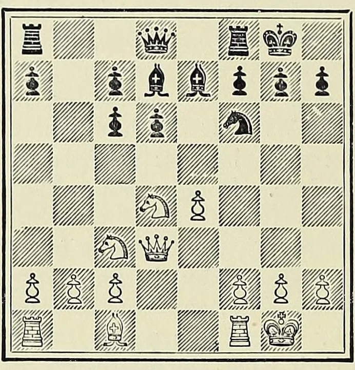 An illustration from Chess Strategy, 1917, leaf 140