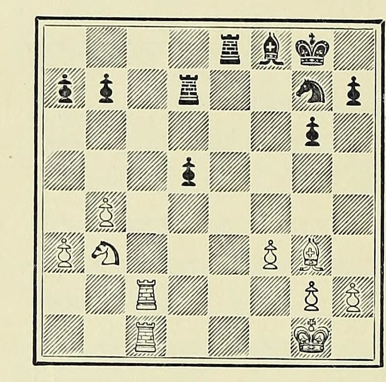 An illustration from Chess Strategy, 1917, leaf 32