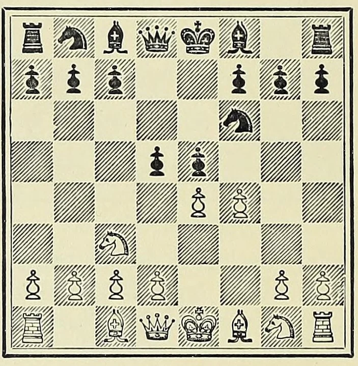 An illustration from Chess Strategy, 1917, leaf 54