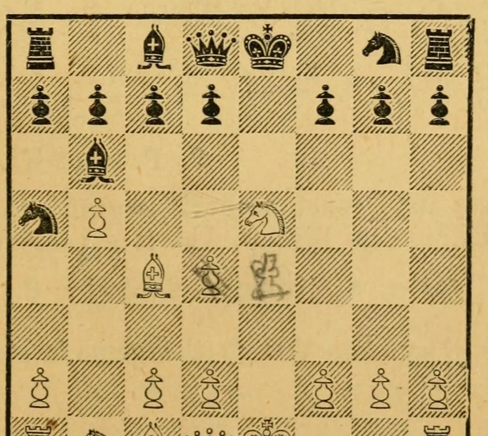 An illustration from Chess: theory & practice; containing the laws & history of the game, together with an analysis of the openings, & a treatise of end games ..., 1876, leaf 221