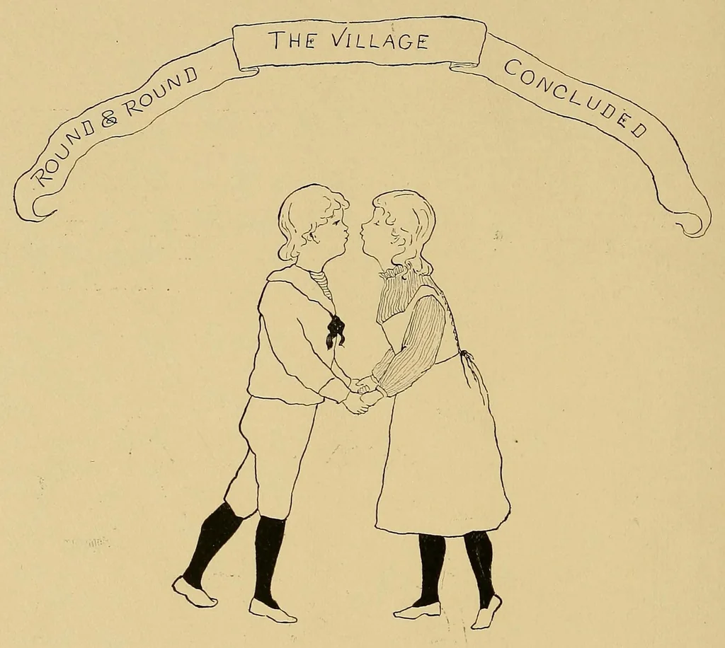 An illustration from Children's singing games, 1895, leaf 40