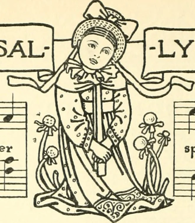 An illustration from Children's singing games, with the tunes to which they are sung, 1900, leaf 23