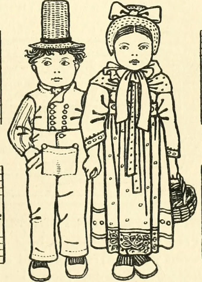 An illustration from Children's singing games, with the tunes to which they are sung, 1900, leaf 24