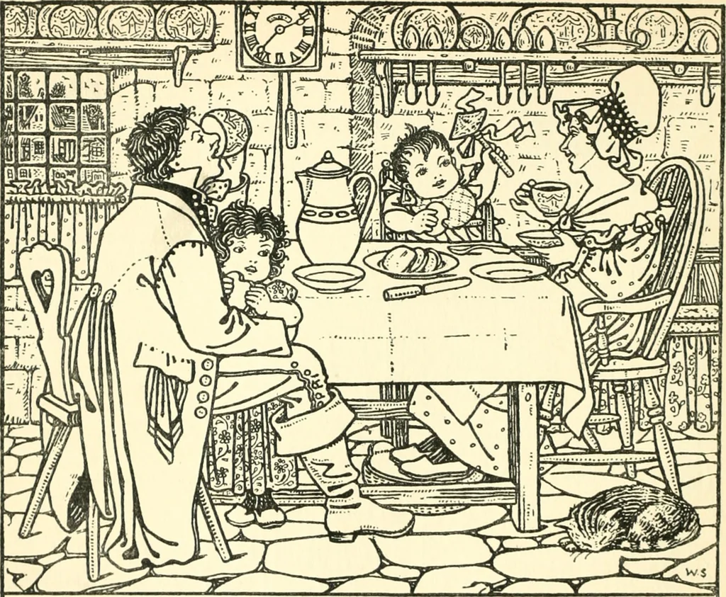 An illustration from Children's singing games, with the tunes to which they are sung, 1900, leaf 25